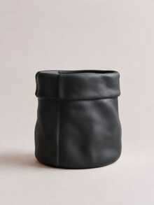 1 pieza Bolsa de jarrón con flores plisadas de lujo, adecuada para la decoración de la sala de estar con estilo Ins, jarrón multifuncional para flores secas y frescas, decoración del hogar S6ST - Bolsa de tela degradada negra - Ver 4