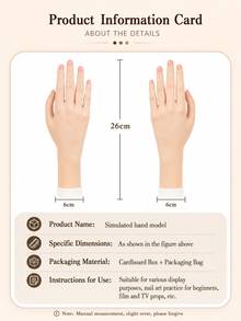 CHUAN SHANG Flexible Jointed Nail Art Practice Hand Model, Jewelry Display Prop, Multi-Functional Accessory - Apricot - View 6