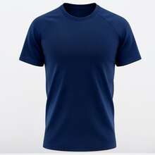 Camiseta Dry Fit Masculina Raglan Casual Lisa Premium Proteção UV Solar para Academia, Treino e Casual - Azul - Visão 8