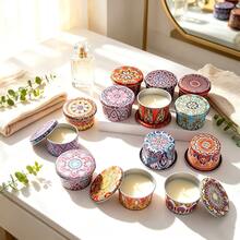 HIZTGHC 6 buah Stoples Lilin Dekoratif Motif Mandala, Tempat Lilin Logam Berbentuk Cangkir dengan Tutup, Wadah Dekorasi Meja Kamar Tidur dan Ruang Makan Gaya Bohemian Vintage - Cupcake - Vas Bunga - View 7