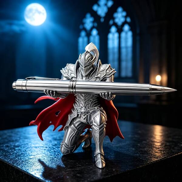 1pc 3D Printed Knight Pen Holder Kneeling Knight Pen Stand Creative Desktop Ornament Pen Storage Desk Accessories Unique Gift Office Supplies Home Decor Decoration