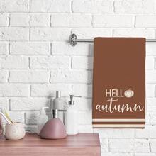 2件裝復古棕色咖啡 Hello Autumn 極簡線條南瓜圖案廚房毛巾，40*60cm 柔軟超細纖維材質茶巾，適用於居家廚房、餐廳、戶外露營桌面清潔抹布、手巾配件，復古秋季主題廚房毛巾節日禮物 - 彩色 - 查看 9