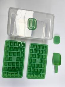 Molde de cubitos de hielo tipo presión con caja de almacenamiento de hielo, fabricador de hielo de liberación rápida con un clic, caja de almacenamiento de hielo semitransparente con tapa anti-desbordamiento, bandeja de hielo de silicona premium, apto para refrigerador, hogar, fiesta - A - Ver 14