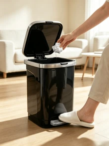 26L Pedal‑Operated Trash Can‑No Manual Lid Lifting, Trash Can With Lid, Sealed Odor‑Proof Design, Easy To Clean, Sturdy And Durable, Suitable For Kitchen, Bathroom, Living Room And Office - Multiple Specifications - View 1