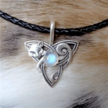 1pc Bohemian Vintage Celtic Knot Fox Pendant Necklace, Women's Fashion Personalized Jewelry Accessory Gift - Antique Silver - View 2