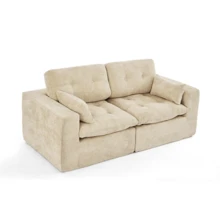 Goeurvant Modern Affordable Modular Sofa Sectional Sofa Freely Combinable DIY 2 To 4 Seater Chenille Fabric Comfortable For Living Room Apartment,Beige - 米色 - 查看 10