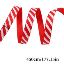1 Roll 4.5m Red & White Diagonal Stripe Ribbon, Christmas Gift Wrapping Handmade Decorative Ribbon, Wreath Bows, Holiday Party Decoration, Suitable For Gift Wrapping, Holiday Decoration (177.15*1.49 Inches) - Multicolor - View 12