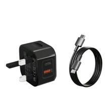 20W Dual-Port Fast-Charging Adapter Featuring Both Type-C And USB Ports, Supporting Simultaneous Fast Charging And High-Power Output. It Comes With A 1m Charging Cable (Available In USB-C To Lightning Or USB-C To Type-C Options) And Is Suitable For Use While Traveling, At The Office, In The Dorm, Or At Home. Available In Black Or White. - UK Plug(220-240V) - View 9