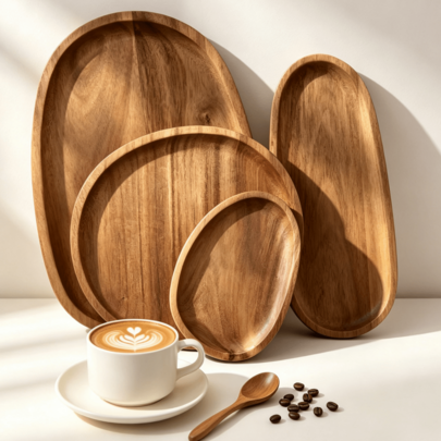 Asymmetrical Acacia Wood Tray, Multi-Functional Rustic Style Snack Tray, Appetizer Platter, Charcuterie Board, Serving Dish, Suitable For Kitchen Countertop, Coffee Table And Home Display, Used For Snacks, Desserts And Fruits - Perfect Choice For Home Decor And Gifts