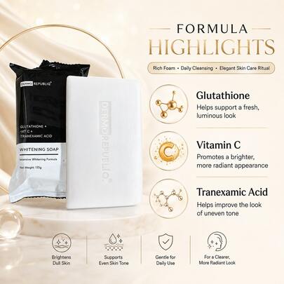 Glutathione Vitamin C Tranexamic Acid Whitening Soap, Full Body Brightening, Yellow Tone Removal, Dullness Improvement, Bath Soap Body Care, Suitable For Men And Women