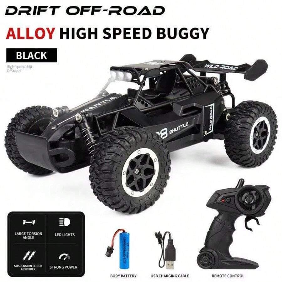 1/16 Scale RC Monster Truck, Max Speed 20km/H, Multi-Terrain Applicable, With LED Lights And Rechargeable Battery, Suitable For Children 3 Years And Above As Christmas Gift, Birthday Gift