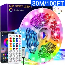 Tira de luz LED autoadhesiva con 44 teclas de control remoto inteligente + sincronización de música a través de aplicación, 6 modos DIY para ajuste de color con temporizador, tira de luz inteligente RGB, adecuada para dormitorio, sala de estar y decoración de fiestas. - luz policromática - Ver 15