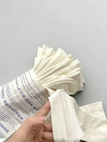 1/3/5 Pairs Pure White Loose Mid-Calf Socks - Minimalist Basic Casual Women's Socks - A - View 2