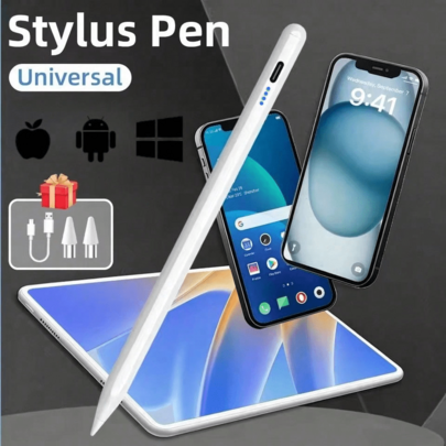 Bolígrafo Estilógrafo Compatible con iPad/Teléfono Android/Tableta, Escritura Suave, Carga Rápida, Bolígrafo Capacitivo de Alta Precisión y Alta Sensibilidad, Para Tableta iOS, Universal para el 95% de los Dispositivos con Pantalla Táctil, (Incluye 2 Puntas de Repuesto, Cable de Carga Tipo-C) Adecuado para Aprendizaje, Negocios, Juegos, Escritura Suave sin Interrupción de Tinta, Relaja los Dedos y Mejora la Precisión, Bolígrafo para Tomar Notas, Bolígrafo de Negocios, Bolígrafo de Moda, Estilógrafo Profesional, Diseño Premium, Incluye Puntas de Repuesto, Estilógrafo Capacitivo, Trabajadores de Oficina, Profesionales Capacidad de Batería 90mAh