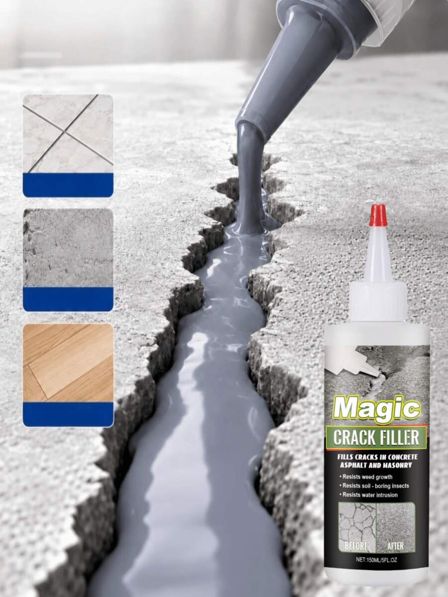Daily Crack Filler, Floor Patching Agent, Elastic Anti-Crack, Heat-Resistant, Cold-Resistant, Sealing, Waterproof Crack Material, Effectively Fills Cracks In Concrete, Asphalt And Brick Structures, Easy To Use, Portable, Household Essential