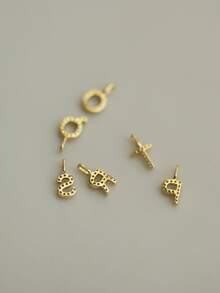 1pc S925 Sterling Silver Rhinestone 26 English Letter Charm, Niche Customized Minimalist Luxury Accessory - Gold - View 7