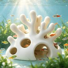 1/2pcs Artificial Coral Fish Tank Hideout, Multi-Hole Cave Shelter For Fish And Shrimp, Smooth Material For Fish, Aquarium Landscape Decoration Providing Resting, Breeding And Hiding Space For Small Fish - Happy Aquarium - View 2