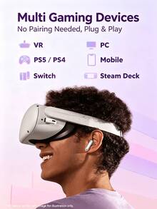 VR P10 Wireless Gaming Headset, Low Latency Bluetooth Earbuds, 2.4GHz + Bluetooth Dual-Mode Connection, Compatible With Switch/PS5/PS4/PC/VR, 30ms Ultra-Low Latency, Long Battery Life, White Gaming Headset - View 3