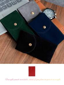 1/6pcs Vintage Flocked Watch Storage Bags, Double-Layer Compartment Watch Case Protection Bags, Flocked Scratch-Resistant Portable, Watch Storage, Business Card Holder Multi-Use, Home, Travel, Collection, Holiday Gift Watch Bags - one-size - View 8