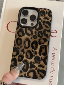 1件裝黑色復古豹紋極簡全包覆TPU防震手機殼，適用於Apple 18 17 16 15 14 13 12 11 Pro Max Air - 彩色 - 查看 1