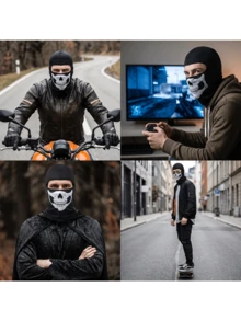 1pc Unisex All-Season Elastic Sweat-Absorbent Printed Face Mask Head Cover For Hiking, Motorcycle Riding, Outdoor Casual, Suitable For Daily Outings, Parties And Cosplay - Multicolor - View 8