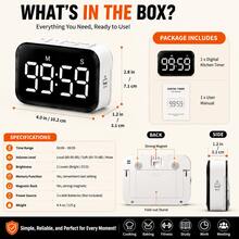 Mini Digital Kitchen Timer, Black Body With High-Brightness Red LED Display, Simple One-Button Operation, Portable Timer Suitable For Cooking, Baking, Studying, Office And Daily Use - Other - View 6