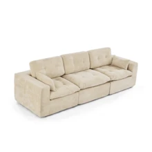 Goeurvant Modern Affordable Modular Sofa Sectional Sofa Freely Combinable DIY 2 To 4 Seater Chenille Fabric Comfortable For Living Room Apartment,Beige - 米色 - 查看 12