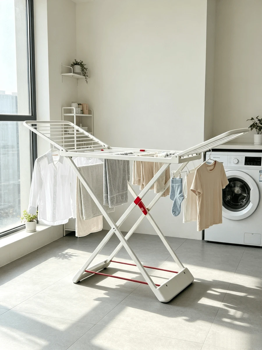 Extra-Large Capacity Clothes Drying Rack, Vertical And Foldable For Space Saving, Suitable For Balconies And Laundry Rooms With Foldable Side Wings, Sturdy And Durable; Foldable Clothes Horse, Movable Drying Rack And Clothes Hanging Rod - Multicolor - View 1