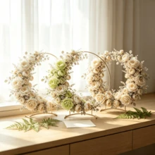 3pcs Metal Floral Hoop Stands, 30cm Round Wreath Centerpiece Frame With Base, Gold/Black/White 3-Color Circular Flower Holder, DIY Floral Display Rack, Suitable For Wedding Table Decor, Bridal Shower, Birthday Party, Banquet And Home Dining Table Decoration (Artificial Flowers Not Included) - 3pcs - View 7