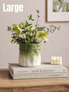1 pieza Bolsa de jarrón con flores plisadas de lujo, adecuada para la decoración de la sala de estar con estilo Ins, jarrón multifuncional para flores secas y frescas, decoración del hogar S6ST - Bolsa de tela degradada negra - Ver 5