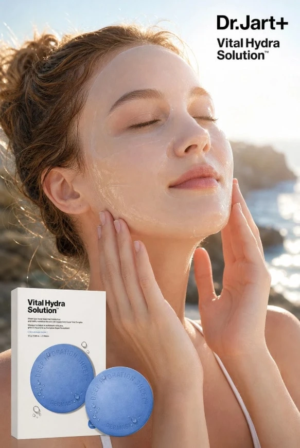 Dr.Jart+ Vital Hydra Solution Sheet Mask 5pcs, Pilihan Biru untuk Hidrasi Mendalam & Hijau untuk Menenangkan, Perawatan Kulit Harian yang Melembapkan & Menenangkan, Cocok untuk Kulit Sensitif & Kering - Pil Biru - View 1