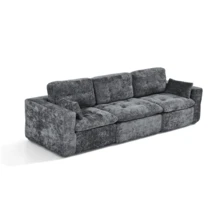 Goeurvant Modern Affordable Modular Sofa Sectional Sofa Freely Combinable DIY 2 To 4 Seater Chenille Sofa Comfortable For Living Room Small Spaces,Dark Grey - 深灰色 - 查看 12