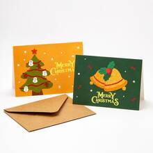 5PCS Christmas Greeting Card Set With Kraft Envelope And Sealing Sticker, 6 Cute Xmas Designs, Perfect For Holiday Wishes, Gift Giving, Family Friends Blessing, Ideal For Christmas Party, Daily Message Writing And Festival Present Decoration - Multiple Styles - View 6