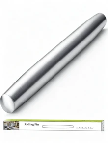 42 Cm Stainless Steel Rolling Pin With A Matt Finish, Ideal For Rolling Out Pizza Dough And Cake Batter; An Essential Kitchen Tool And A Creative Gift Idea - Silver - View 1