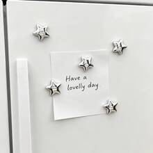 5/10pcs Silver Star Fridge Magnets, Acoustic Panel Magnetic Stickers, Kitchen Refrigerator Decoration, Fridge Door Decor, Photo Clips, Holiday Gifts - Multicolor - View 2