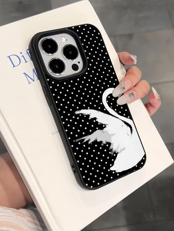 1pc Black Cool Ink Swan Personalized Minimalist Anti-Drop Soft TPU Fashion Phone Case Full Coverage Anti-Fouling Compatible With Apple 18 17 16 15 14 13 12 11 Pro Max Air Protective Shell