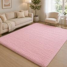 Shaggy Rug 2.00 X 1.50 Living Room Bedroom Office - Baby Pink - View 1