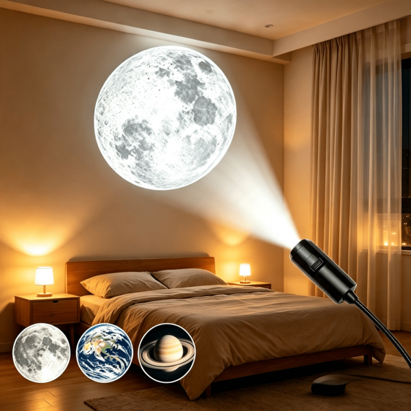 A Projector Lamp Featuring 3/6/10 Planets With Interchangeable Images, An LED Projector That Rotates 360 Degrees, Showcasing The, Earth, Mercury, Mars, And Saturn. Perfect As A Gift, For Room Decoration, Photo Backgrounds