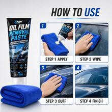 Car Glass Oil Film Remover Paste, Powerful Windshield And Window Oil Film, Water Spot And Stain Cleaning Paste - 50ml+Towel - View 7
