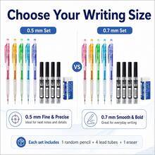 6PCS/SET Shake Mechanical Pencil Set, Random Color Pencils , 0.5mm, 0.7mm Or Mixed Size Stationery Set For Students, School, Office, Homework, Notes And Sketching - Multiple Styles - View 2