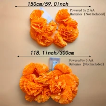 1件發光萬壽菊花串，1.5M/3M 人造萬壽菊花串，亡靈節裝飾，萬聖節派對，萬聖節燈飾，亡靈節，萬壽菊花串 - 彩色 - 查看 5