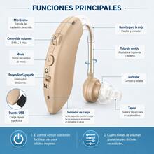 Audifonos Amplificadores Auxiliar P/ Sordera Recargable 2pza Beige - Ver 4
