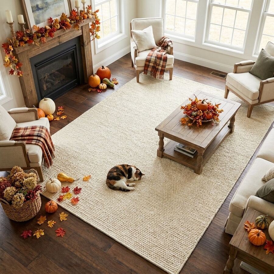 1pc, Machine Washable Off-White Pineapple Ring (Faux Sisal) Decorative Rug, TPR Non-Slip Bottom, Decorative Rug, Bedroom Decor, Small Rug, Rug, Home Decor, Living Room Rug, Living Room Small Rug, Bedroom Rug, Living Room Home Decor, Outdoor Rug, Washable Rug, All Season, Our Innovative Style, Platform Best Seller, Spring Doormat, Decorative Rug, Best Seller, Holiday Gift, Party - Off-white - View 1