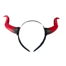 2-Piece Devil Costume Accessory Set, Red-Black Gradient Devil Horn Headband + Gothic Lace Choker With Red Gemstone, Adult Dark Fantasy Role Play Outfit, Suitable For Halloween, Gothic Party And Themed Events - Multicolor - View 7
