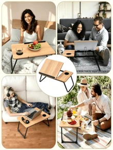 1pc Adjustable Folding Computer Table‑With Cup Slot, For Study, Dining And Office Use, 5‑Level Tilt Angle Adjustment, Sturdy And Durable, Space‑Saving, Multi‑Functional Folding Table, Suitable For Multiple Scenarios - Multiple Specifications - View 7