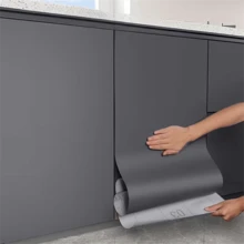 1 Roll Dark Gray Vinyl Wallpaper, Peel And Stick, Removable, Matte Self-Adhesive, Solid Color Texture, Random Pattern, Easy To Install, Suitable For Cabinets, Bedroom, Living Room Wall Decor, Furniture Renovation - Dark Gray - View 6