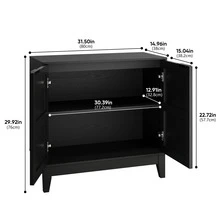 Vintage Sideboard Black 80cm - Adjustable Shelves, Decorative Sideboard With 2 Doors - 黑色 - 查看 3