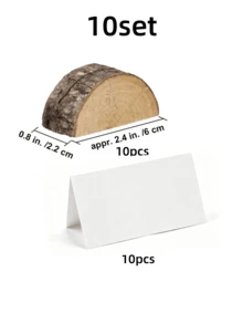 16/10/5組天然木製桌飾中心裝飾品－鄉村風婚禮桌飾，半圓形桌號與訊息卡夾，優雅桌面裝飾，附牛皮紙，適用婚禮、生日、活動的派對桌飾配件與派對用品 - 木頭擺飾 - 查看 15