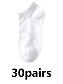 1/2/3/5/10/15/20/30/40 Pares de Meias Esportivas Masculinas Pretas e Brancas, Meias de Barco, Absorventes de Suor, Respiráveis, Tênis, Badminton, Estilo Esportivo Profissional de Corrida, Meias Curtas de Basquete Masculinas Moda Minimalista, Confortáveis, Respiráveis de Tornozelo, Cor Sólida Clássica, Minimalista, Moda, Meias Multifuncionais - Multicolorido - Visão 11