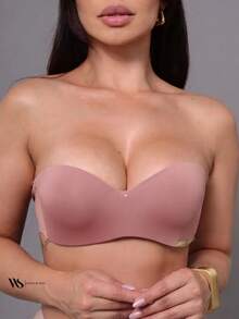 Strapless Bra With Reinforced Cups, Triple Closure, Smooth, Invisible, Seamless - 黑色,米色,白色和玫瑰色 - 查看 6
